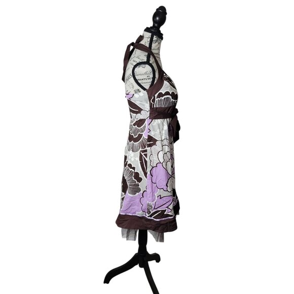 Ruby Rox Juniors‎ Halter Dress 11 White Purple Floral Babydoll Party Y2K Retro - Picture 3 of 11